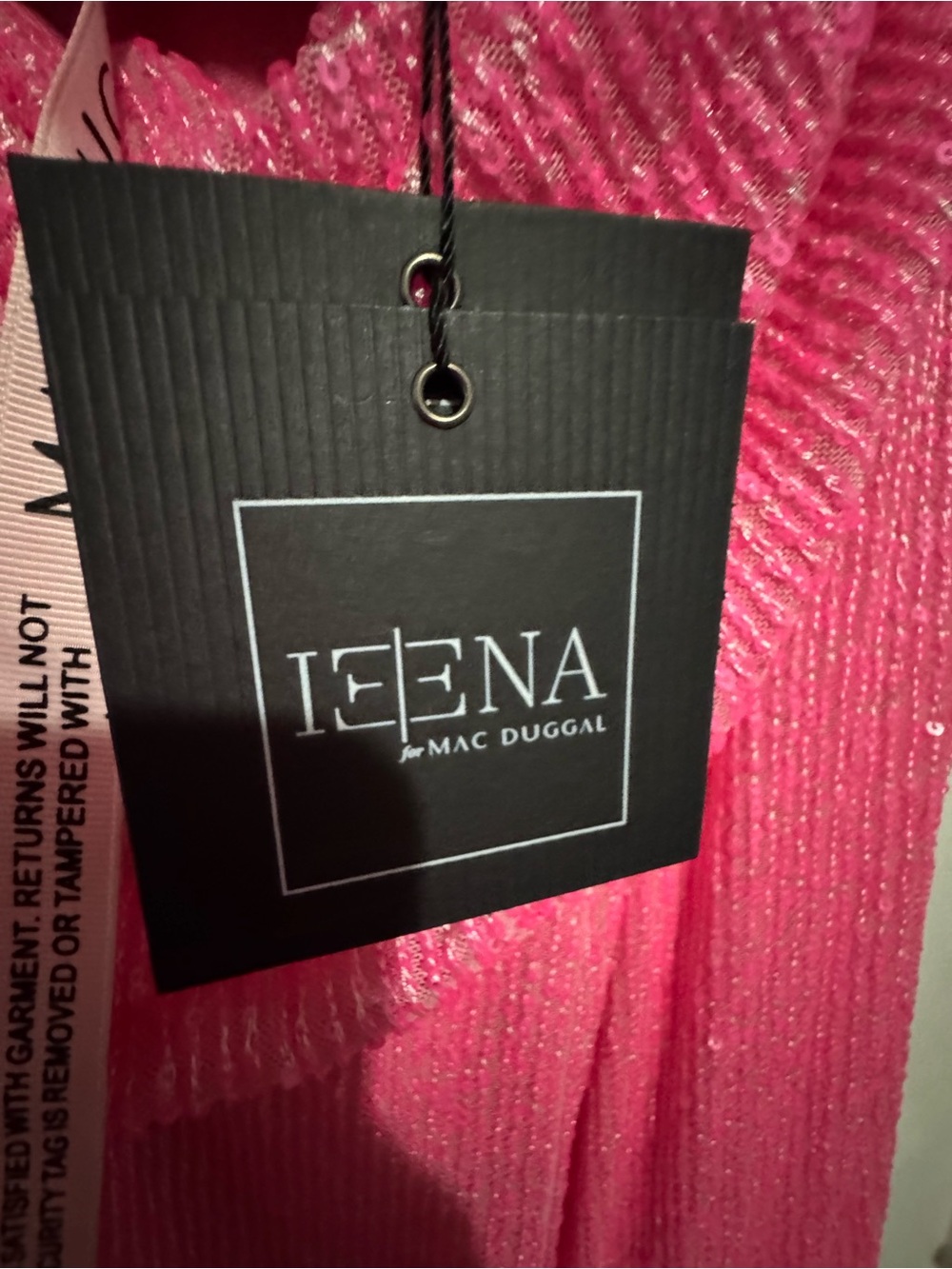 leena for Mac Duggal One-Shoulder Sparkle Gown in Bright Pink Size 14 - Picture 8 of 9